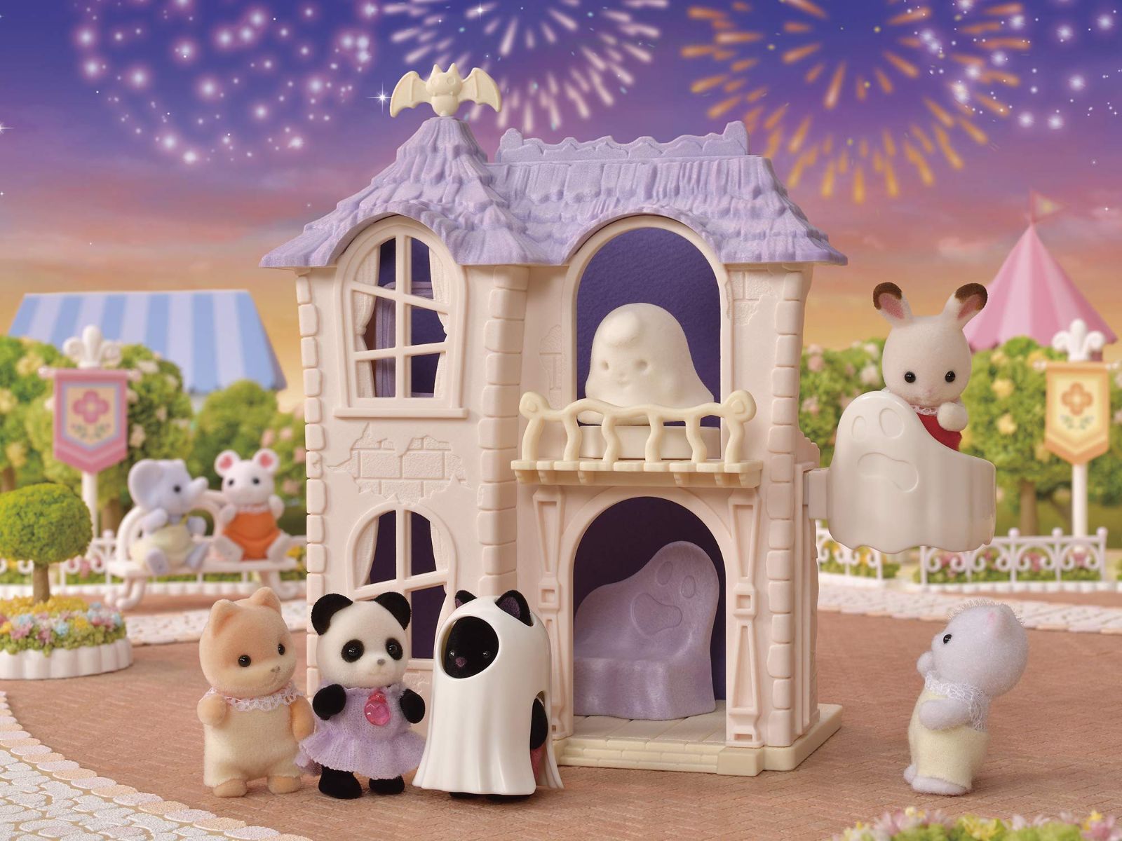 ドールハウス Sylvanian おもちゃ 3歳以上 STマーク認証 Families コ-67 】 エポック社 どきどきホーンテッドハウスセット 【 アトラクション EPOCH ゆうえんち シルバニアファミリー