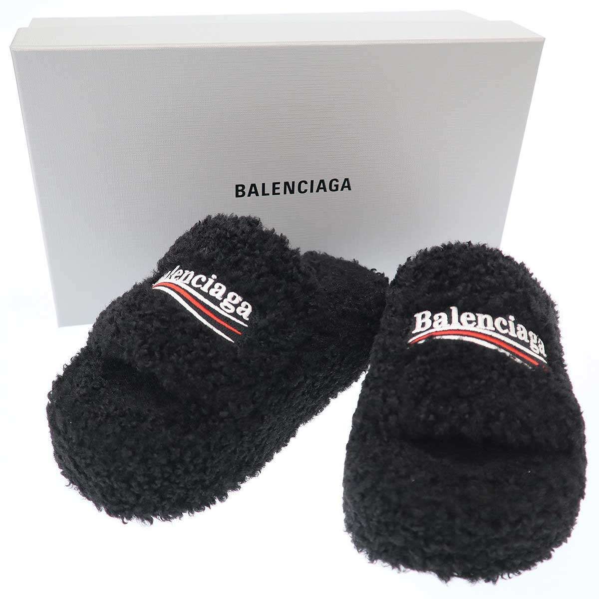 BALENCIAGA バレンシアガ Furry プラットフォーム サンダル ブラック 36