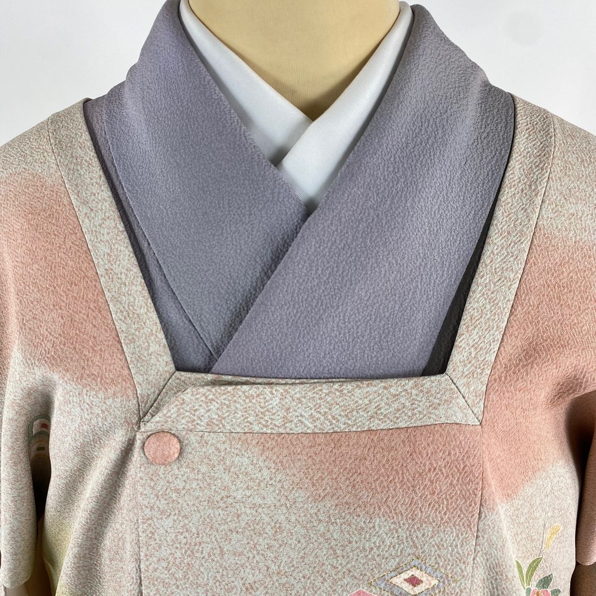 道行 身丈98.5cm 裄丈71cm L 松井青々 和装コート 角衿 落款 橘 入子菱  