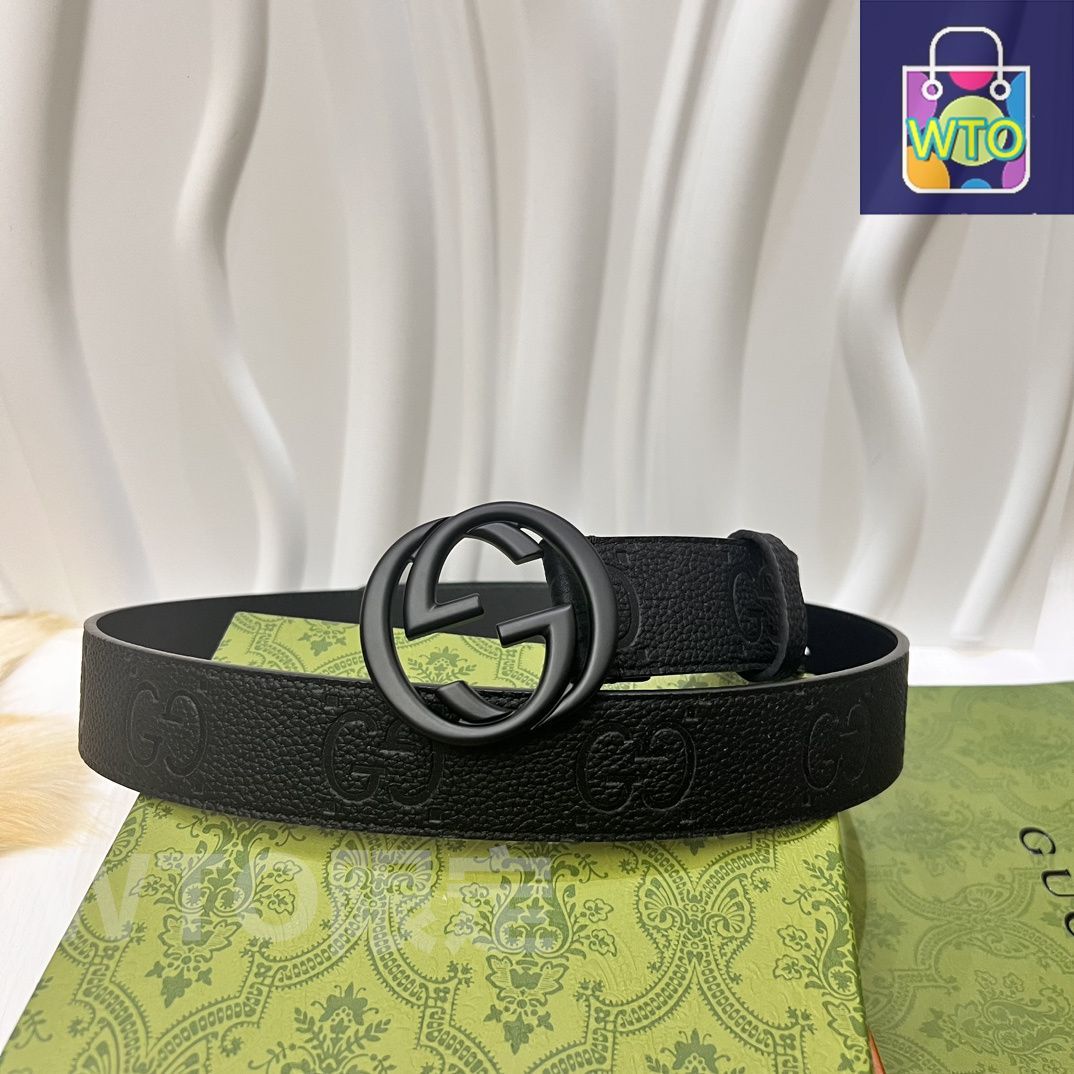 タイムセール！GUCCI ベルト 今日特価】Gucci 2024 年式 3.8cm 幅 輸入生地 & 本革ベルト-1