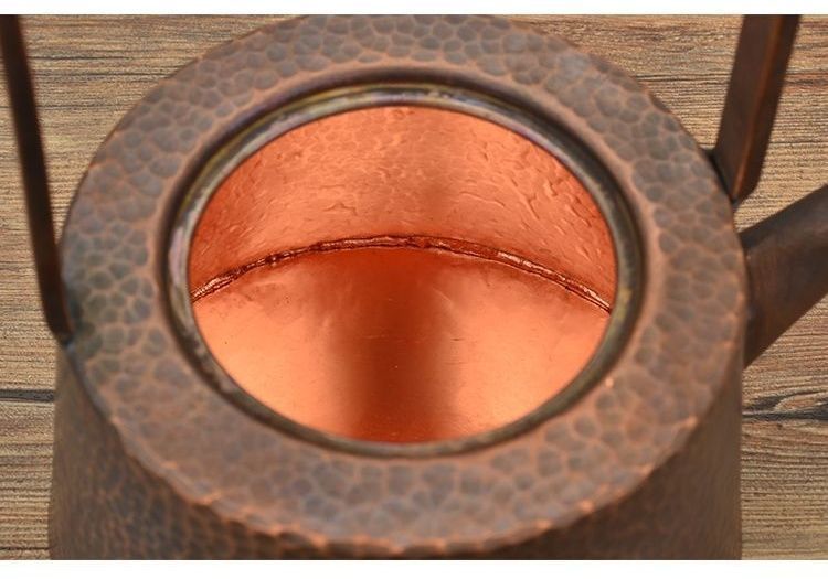煎茶道具 750ML 手作りの厚手の銅鍋 銅ティーポット湯沸かし 湯