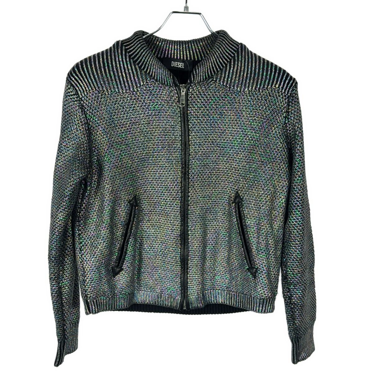 DIESEL ディーゼル ニットジャケット 中古・古着通販】DIESEL (ディーゼル) ロゴジャガードジップ