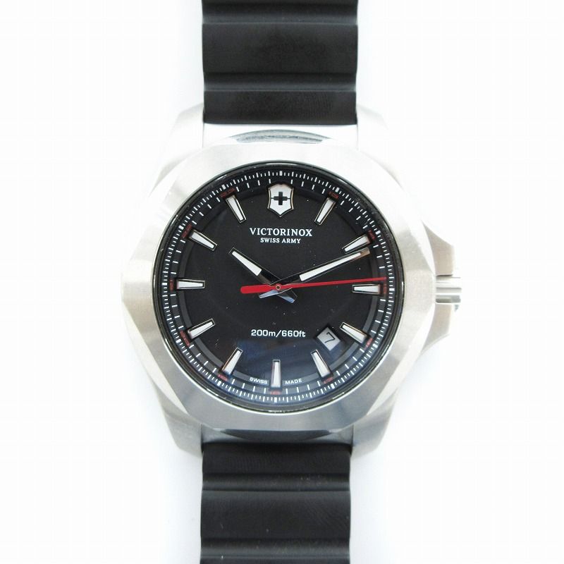 ビクトリノックス VICTORINOX I.N.O.X. 腕時計 ウォッチ クォーツ アナログ カレンダー付き ラバーバンド 黒 ブラック 241682 /UO