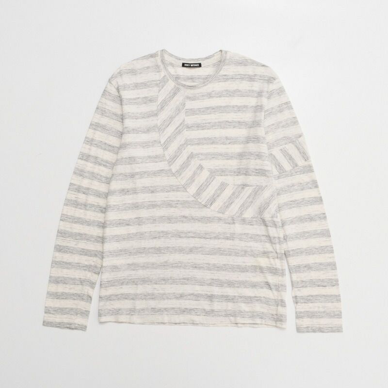 ISSEY MIYAKE イッセイミヤケ ボーダー 長袖 カットソー サイズ2 ロンT グレー ブランド古着 20250713|GN7837