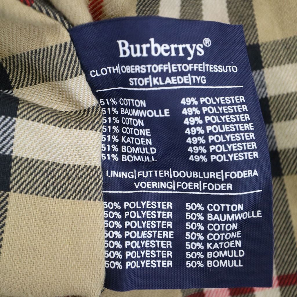 80年代 BURBERRY バーバリー トレンチコート 裏地チェック 防寒 防風