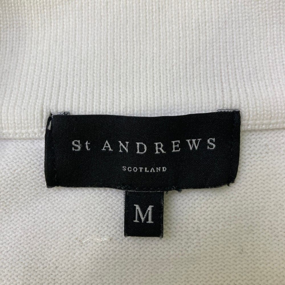 サイズ：M ST ANDREWS セントアンドリュース  ハーフジップ 長袖ニットセーター  ホワイト系 [240101464150] ゴルフウェア メンズ ストスト サイズ：M ST ANDREWS セントアンドリュース ハーフジップ 長袖
