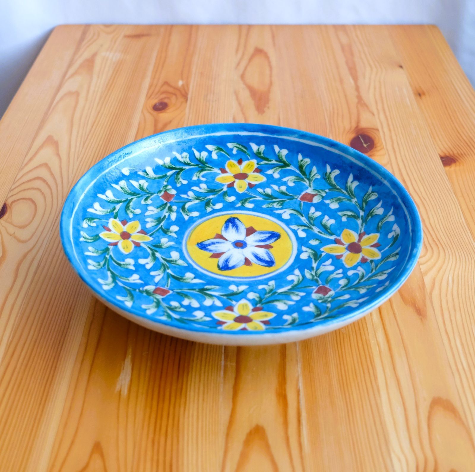 青い花柄の黄色い陶器皿 青い花柄の黄色い陶器皿 青い花柄の黄色い陶器皿 青い花柄の陶器皿セット
