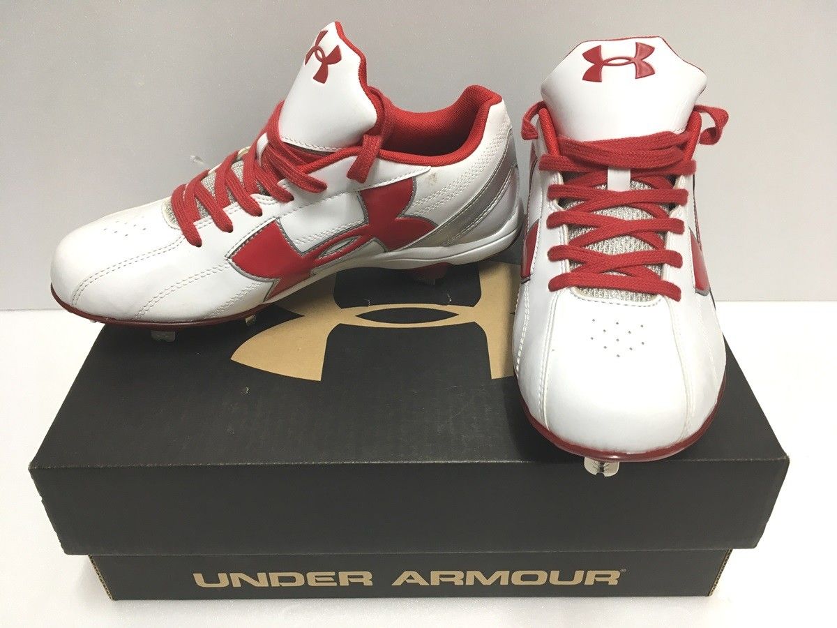 ※送料無料※ UNDER ARMOUR 野球 スパイク UA ダイナプレイⅡ LOW 1278947 ホワイト×レッド サイズ25.5cm 長期展示品 囗G