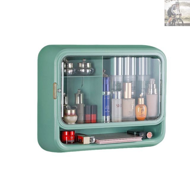 収納ラック コスメラック 壁掛け用 引き戸付き おしゃれ 透明の扉 カラフル かわいい カラーバリエーション 取り外し可能 多機能 リビング キッチン 寝室 バスルーム 洗面台 小分けの棚 防