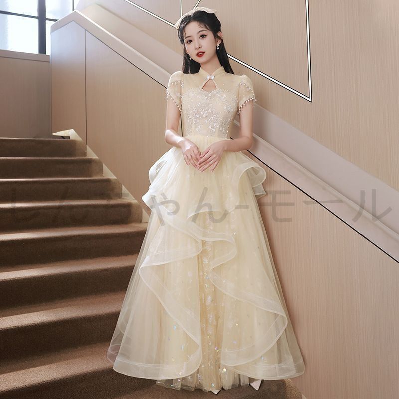 結婚式ドレス 二次会ドレス ドレス ワンピース ロングドレス お呼ばれドレス パーティードレス 成人式ドレス キラキラ Aライン 演奏会 発表