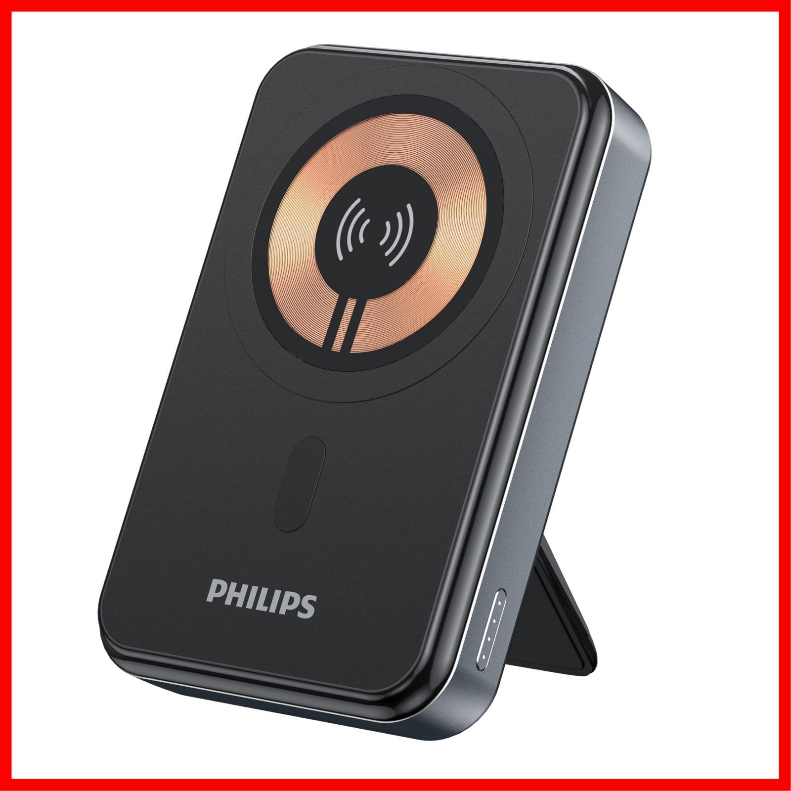 【数量限定】Philips(フィリップス) 10000mAh MagSafe マグネット式 ワイヤレスモバイルバッテリー 大容量 Qi対応 携帯充電器  小型 2台同時充電 パススルー機能/ワイヤレス出力(15W)/USB-Cポート入出力/スタンド付き/PSE認