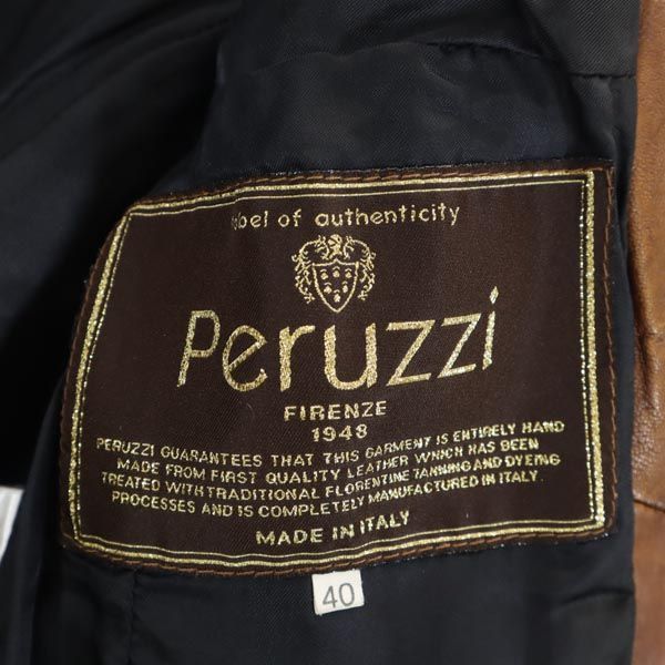イタリア製 ペルッツィ Peruzzi ラムレザー ライダース ジャケット
