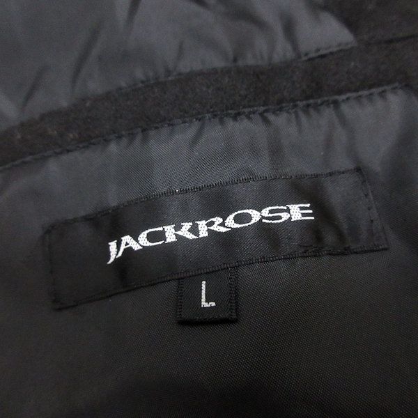 H■ジャックローズ/JACKROSE 袖PUレザー スタジアムジャンパー スタジャン【L】黒/MENS■82【中古】