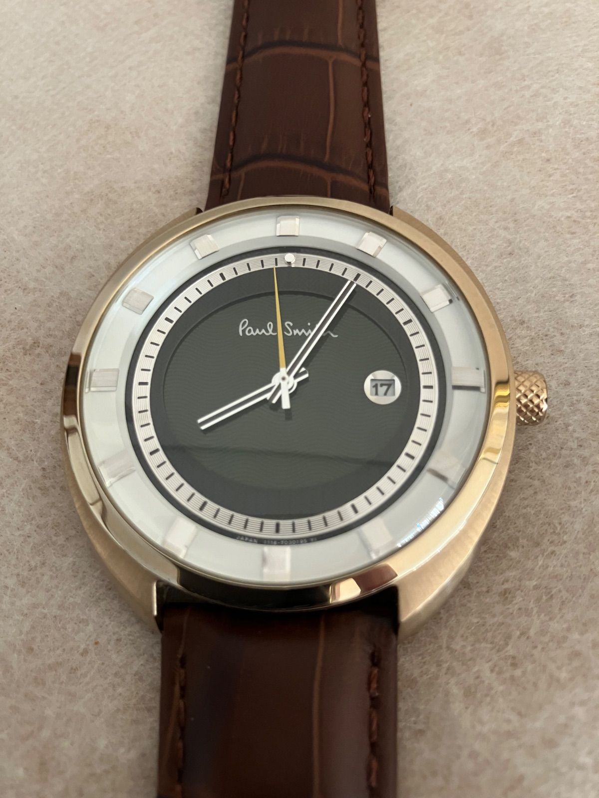 げ 稼働 PaulSmith ポールスミス ステアリング メンズ ＱＺ腕時計 革ベルト