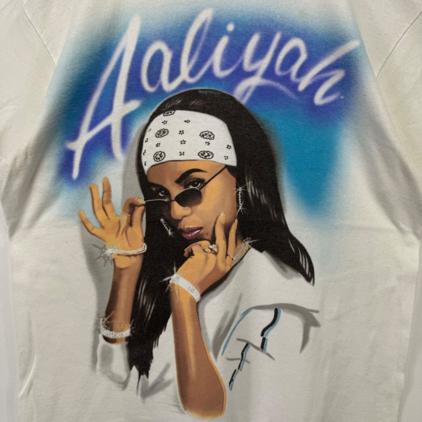 AALIYAH Print T-shirt Tee アリーヤ Tシャツ R&B ソウル HIPHOP