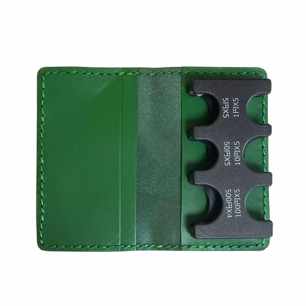 コインホルダー オールインワンウォレット FELDRICH 財布 本革カバー 牛革 コンパクト 硬貨分別 ハンドメイド (グリーン)
