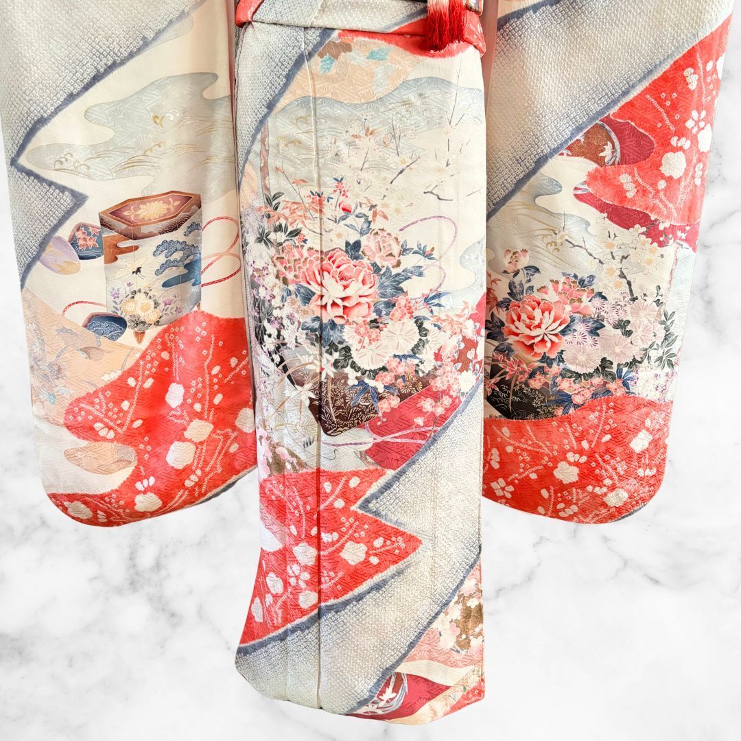 絞り 振袖 フルセット 身丈161 furisode 刺繍衿 レトロ