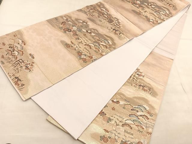 平和屋着物◎六通柄袋帯 唐織 飛鶴御所解松竹梅 金糸 正絹 逸品