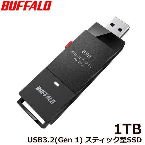 BUFFALO バッファロー ポータブルSSD SSD-PUT1.0U3BC|D 外付けSSD ポータブル USB3.2 Gen1 スティック型 TV録画対応 1.0TB ブラック