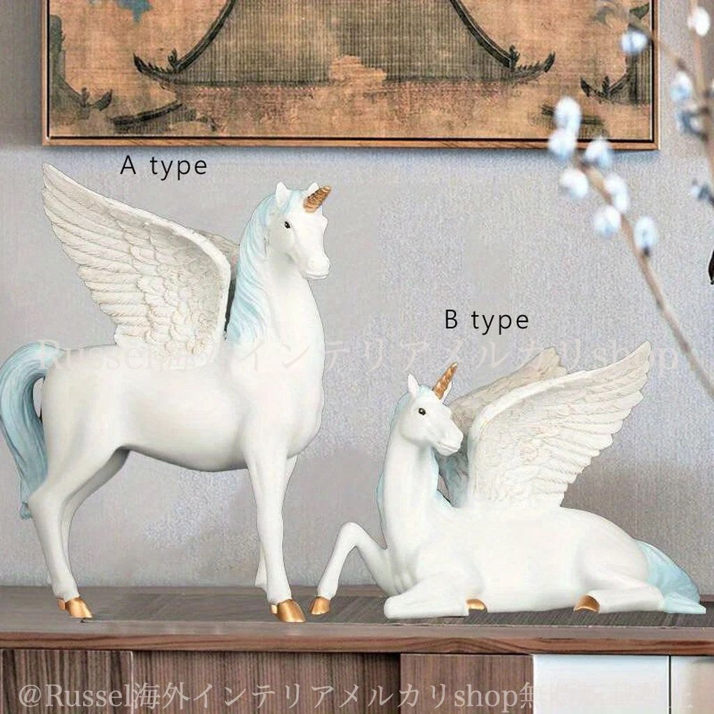 ガーデンオブジェ ユニコーン ホワイト 馬 ファンタジー ペガサス 白