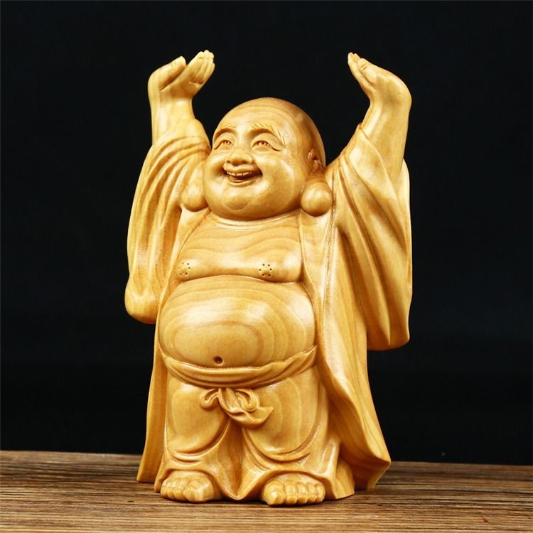 布袋様 オブジェ 開運 木製 木彫 運気 風水 仏像 神様 インテリア