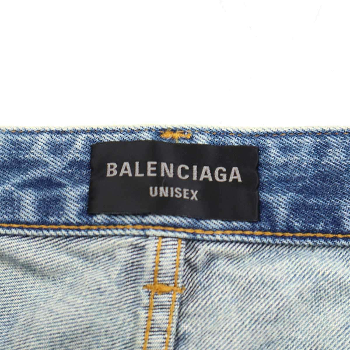【BALENCIAGA】ブルー 色あせ加工 デニムショートパンツ BALENCIAGA - 極美品 BALENCIAGA バレンシアガ バギーデニム
