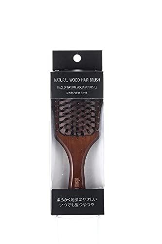 天然木の豚毛ヘアブラシ 小