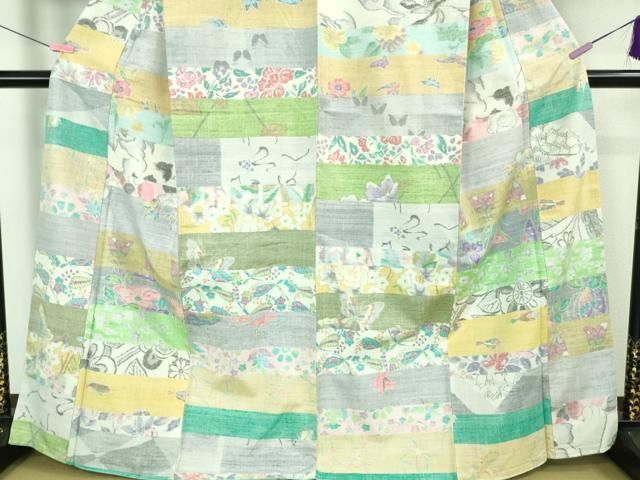 平和屋本店□極上 小千谷紬 百柄 花蝶 横段文 逸品 DZAA6901kh5 - メルカリ 