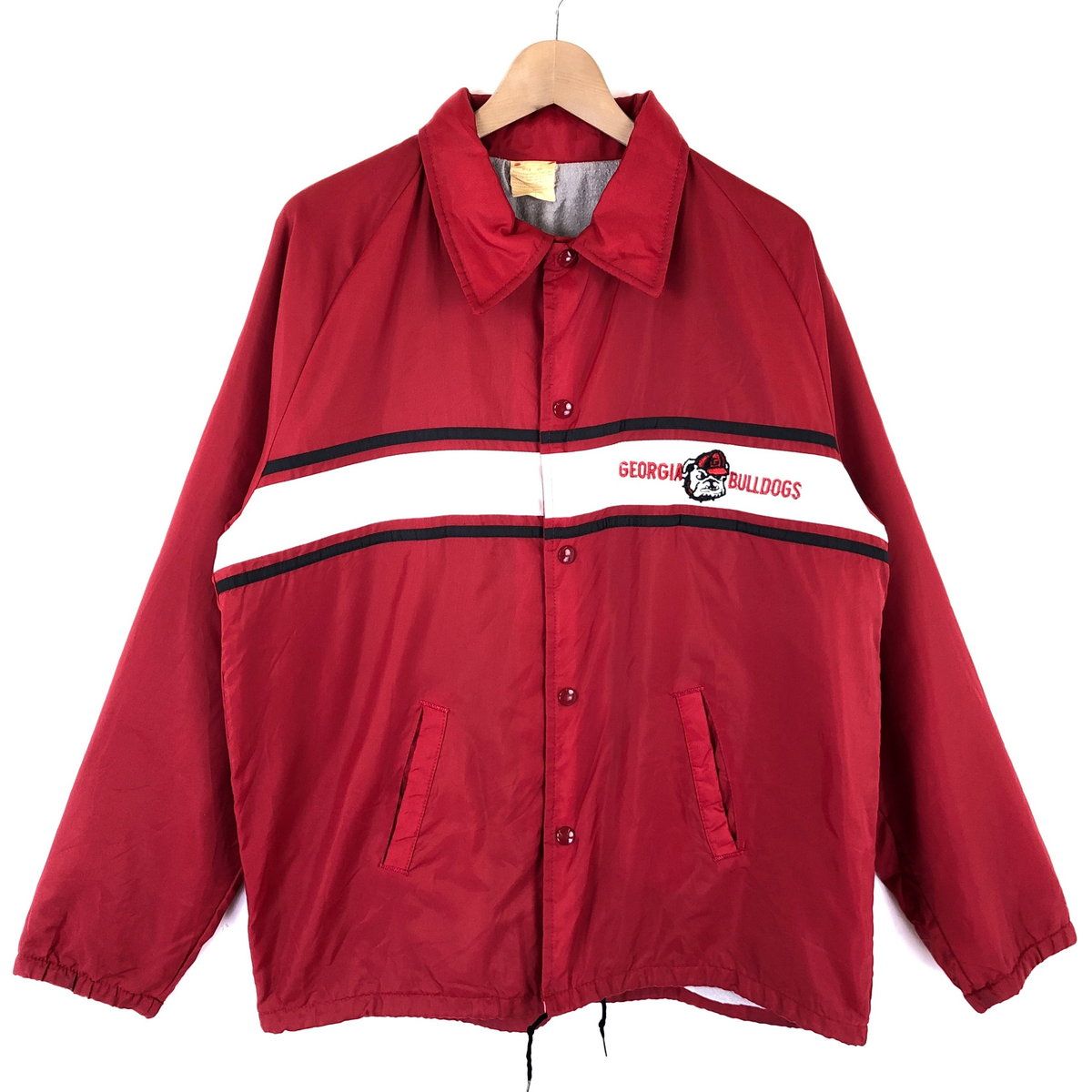 【古着】 コーチジャケット ナイロンジャケット GEORGIA BULLDOGS ヴィンテージ レッド系 メンズL 【中古】 n034926