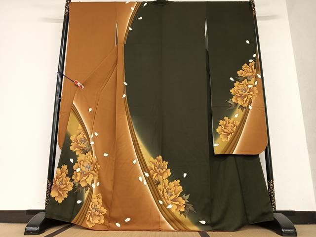 平和屋着物○豪華振袖 刺繍 舞花文 暈し染め 金糸 正絹 逸品