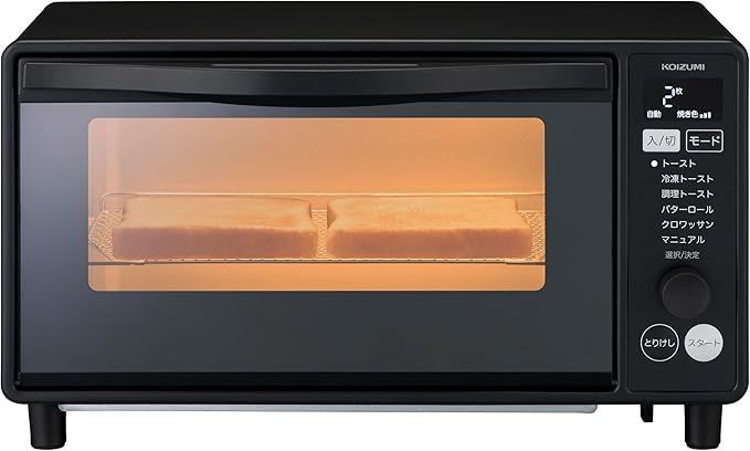 【在庫処分】コイズミ オーブントースター 1320W 温度調節 焼き色調節 調理モード6種類 タイマー 2枚焼き ブラック KOS-1330/K