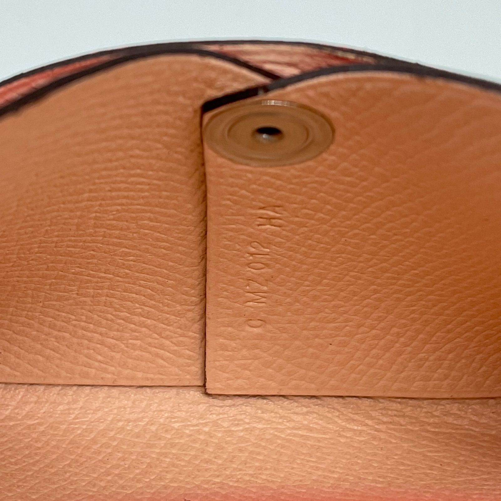 ○HERMES エルメス バスティア ピンク系×ベージュ系 バイカラー コイン 