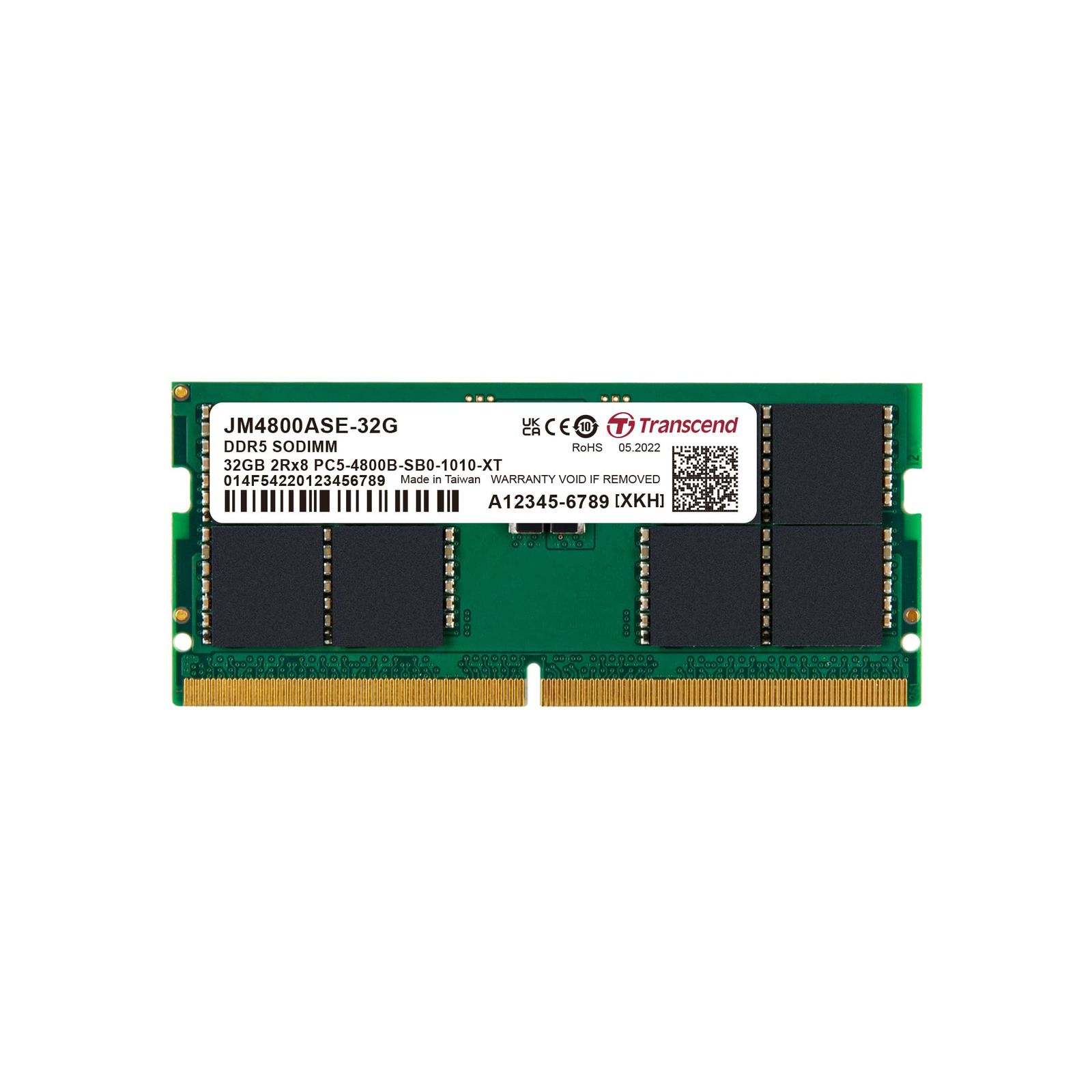 トランセンドジャパン ノートPC用メモリ PC5-38400 DDR5 4800 32GB 1.1V 262pin SO-DIMM 2Rx8 2Gx8 x16 CL40 無期限 JM4800ASE-32G