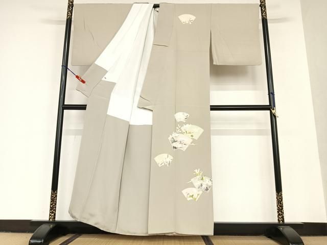 平和屋着物○京加賀友禅 百貫石峰 訪問着 地紙花文 正絹 逸品  