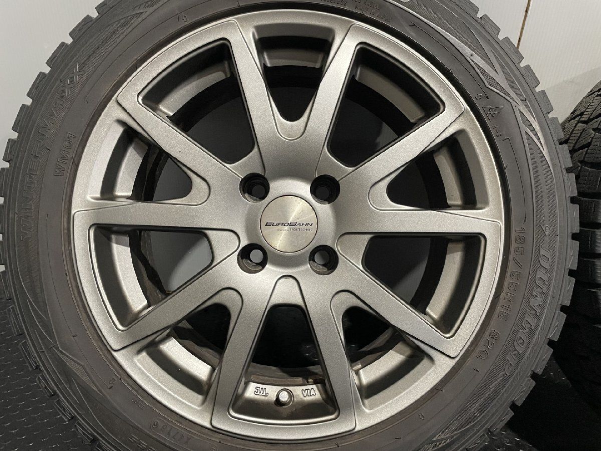 【DUNLOP WM01 185/55R15】スタッドレス【EUROBAHN 15インチ 6J4HPCD98+35】バリ溝 フィアット500 チンクエチェント等　(MTC515)クレジットカード QRコード決済可能 DUNLOP WM01 185/55R15】スタッドレス【EUROBAHN 15インチ 6J4HPCD98+
