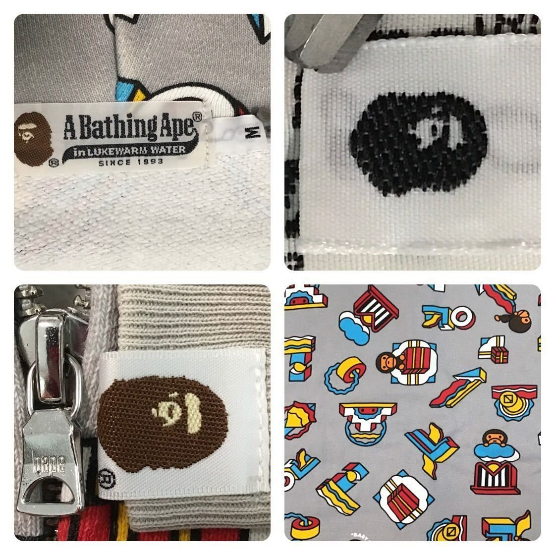 Baby milo フルジップ パーカー Mサイズ グレー a bathing ape BAPE