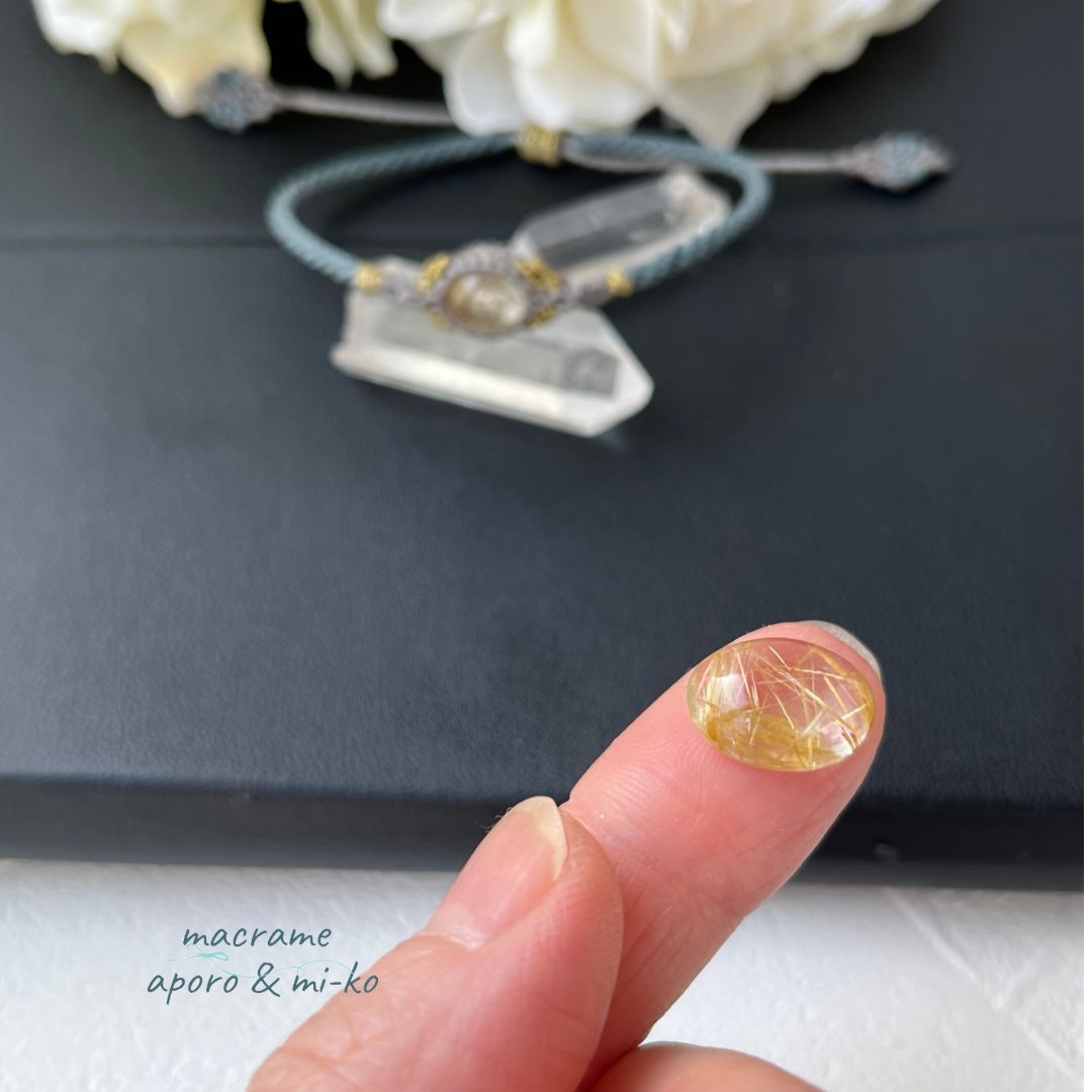 ルチルクォーツ ダブルねじり編み マクラメブレスレット - メルカリ 