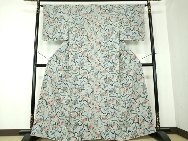 平和屋着物●希少　伊差川洋子　本場琉球紅型　小紋　蜻蛉　草花文　正絹　逸品　DAAQ3336ps 平和屋着物○希少 伊差川洋子 本場琉球紅型 小紋 蜻蛉 草花文 正絹 逸品