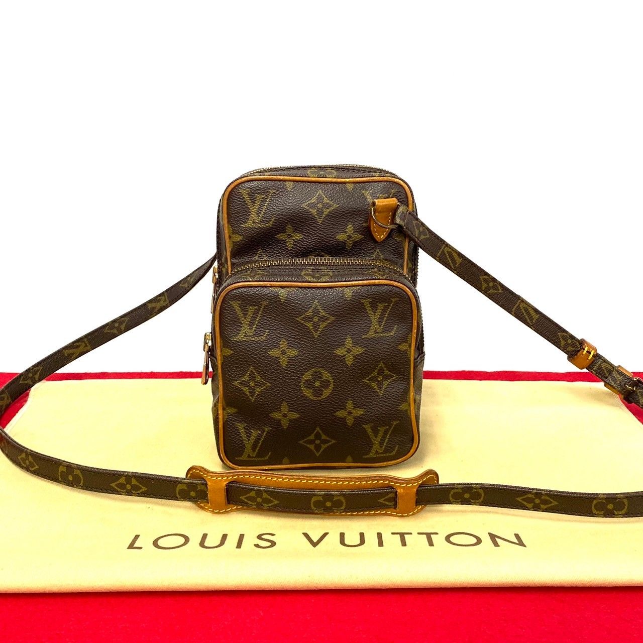 極 美品 袋付 LOUIS VUITTON ルイヴィトン ミニ アマゾン モノグラム レザー 本革 ミニ ショルダーバッグ ポシェット ブラウン 茶  23113 - メルカリ