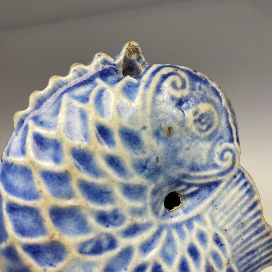 美術品・アンティーク・コレクション 李朝 青魚水滴 最大幅約8㎝ 東Y6
