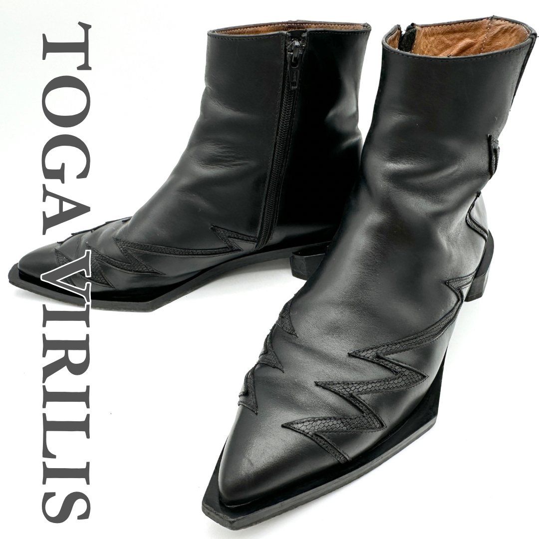 ■激レア■ TOGA VIRILIS ウエスタンショートブーツ 本革 2085T □激レア□ TOGA VIRILIS ウエスタンショートブーツ 本革 2085T 【公式