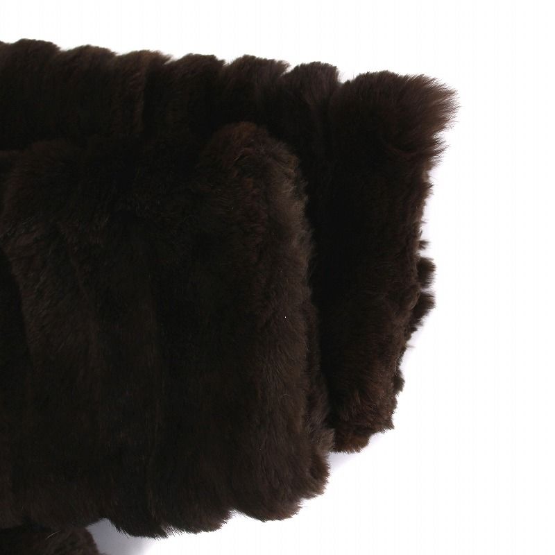 ノーブランド 毛皮コート ファー ハーフ アウター ダークブラウン /YM  
