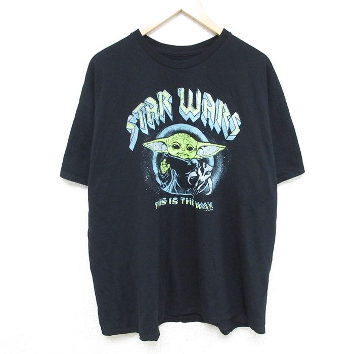 XL/古着 半袖 Tシャツ メンズ ドラマ スターウォーズ STAR WARS チャイルド グローグー 大きいサイズ コットン クルーネック 黒 ブラック 2
