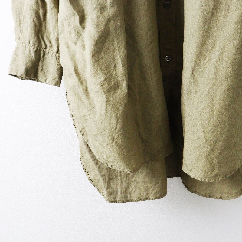  マーガレットハウエル HOWELL LINEN シーチングリネンロングシャツ 2 カーキ┃麻 長袖 シャツ ブラウス