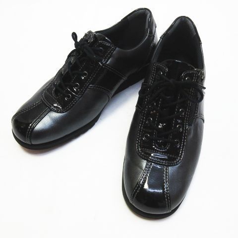 【美品】　ペダラ　アシックス　エナメル　パンプス　24.5㎝ グリーン　レザー Pedala（asics） - 新品/22.5 pedala パンプス チャンキーヒール