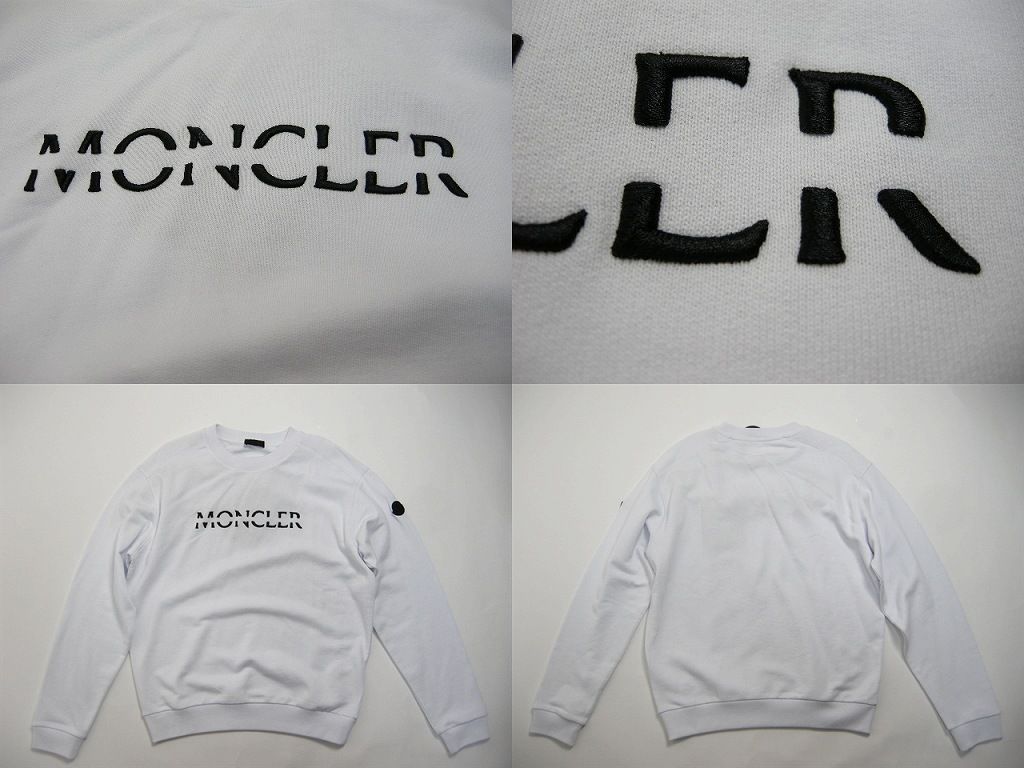 monclerサイズM■新品■モンクレール 刺繍ロゴ スウェットシャツ ホワイト 白 メンズ