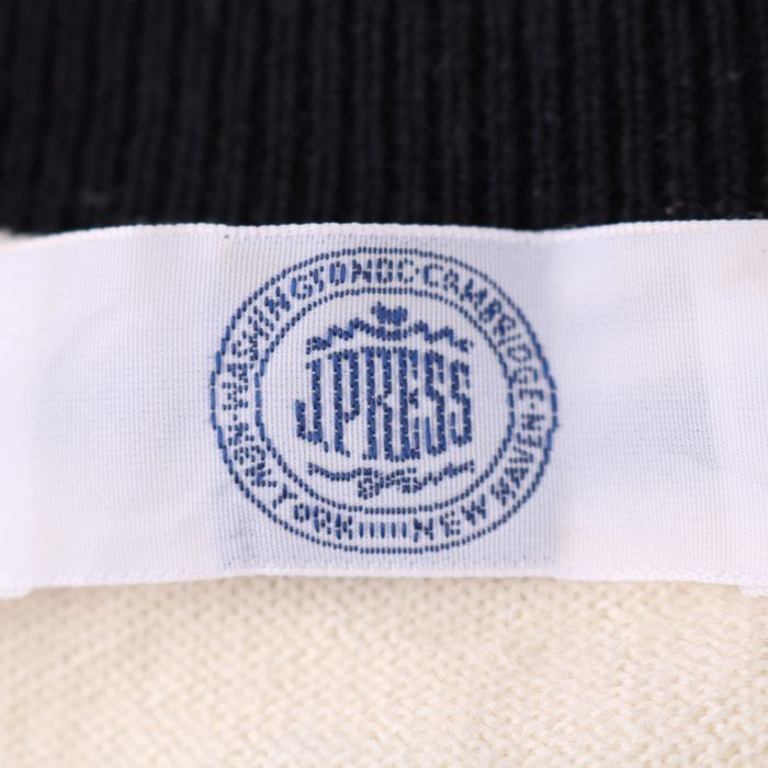 ジェイプレス ニット セーター 長袖 Vネック ウール100% ボーダー トップス レディース Mサイズ ネイビー J.PRESS J.PRESS - ジェイプレス ニット セーター 長袖 Vネック ウール
