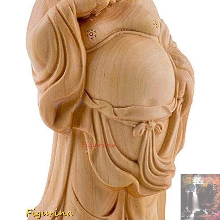 木製 笑顔の仏像 約30cm 彫刻　オブジェ　布袋様 Yahoo!オークション - 【驚安 数量限定 】 笑顔の布袋様 仏像