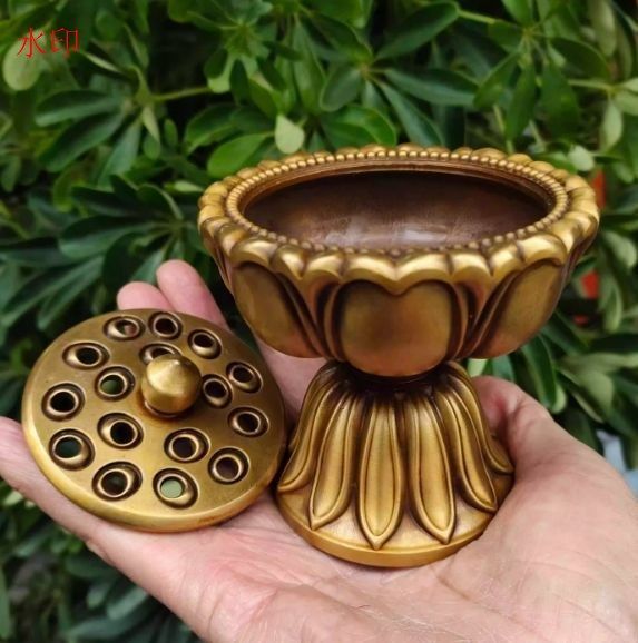 銅 細工 茶道具 香道具 宝蓮灯の薫製香炉 工芸品 美術品 置物