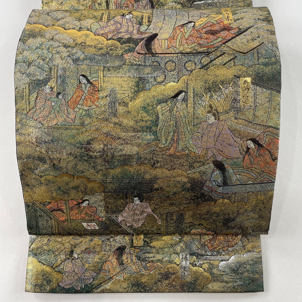 24金プラチナ二重箔 源氏物語絵巻 全通全景図 高級袋帯 キモノ